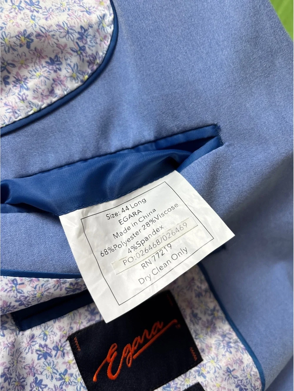 Men's Blue Blazer with Patterned Lining